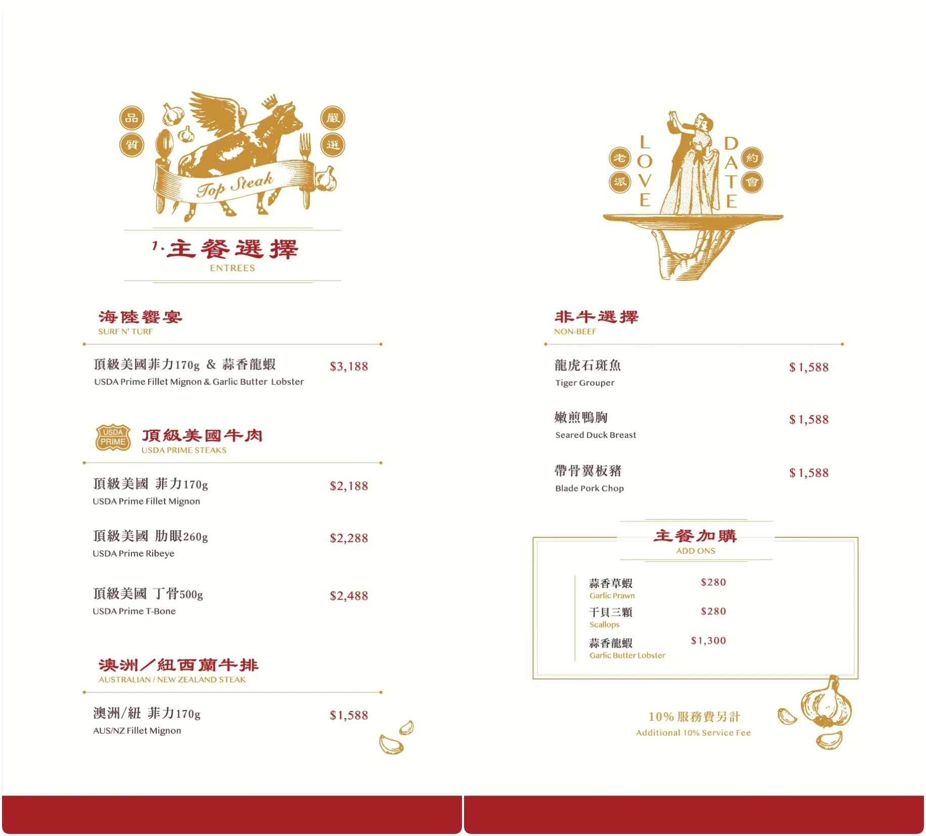 新統一傳統牛排 - 菜單Menu